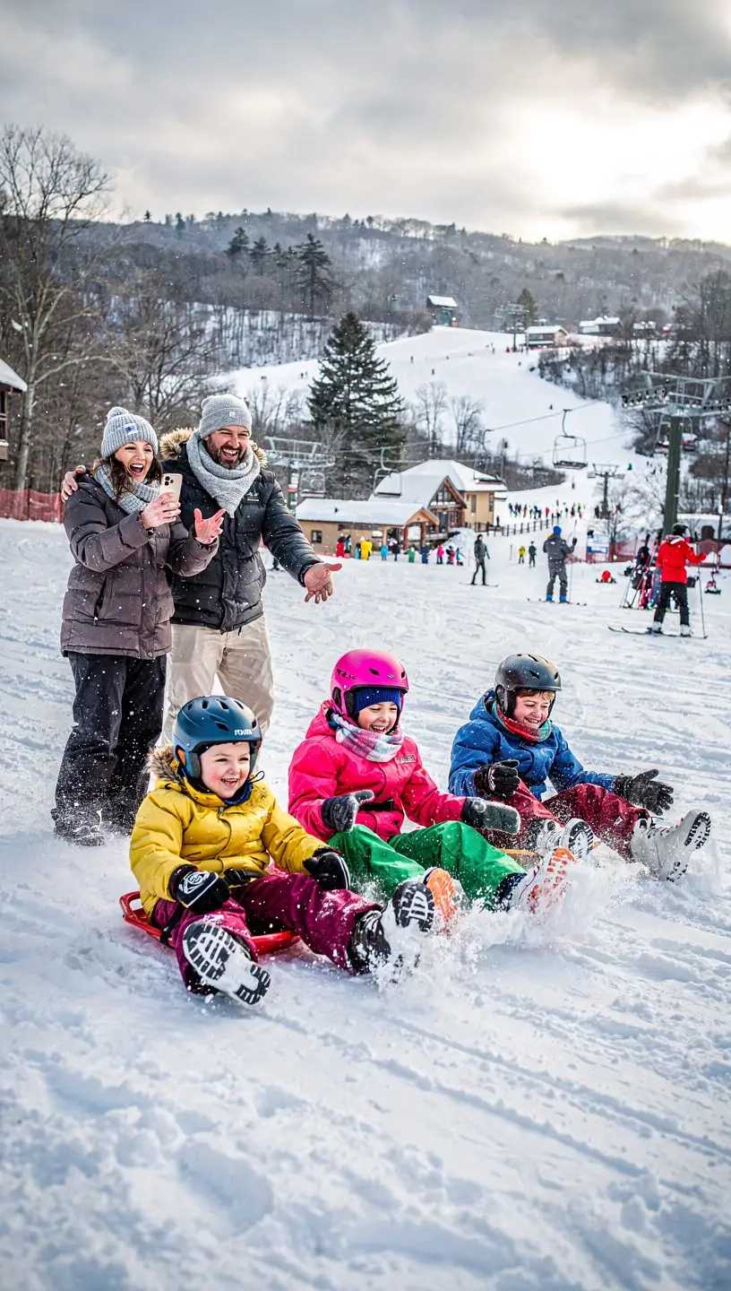 Туристы, отдыхающие в уютном кафе на склоне, наслаждаются горячими напитками.